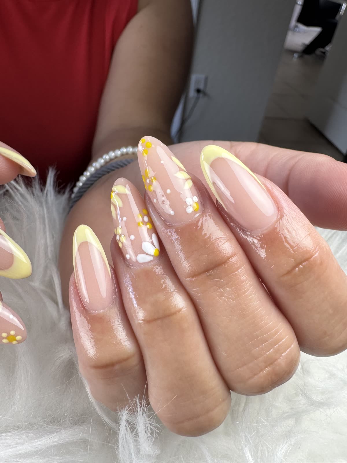 Yellow floral nail art